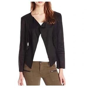 Buffalo David Bitton Black Faux Suede Fringe Jacket Large